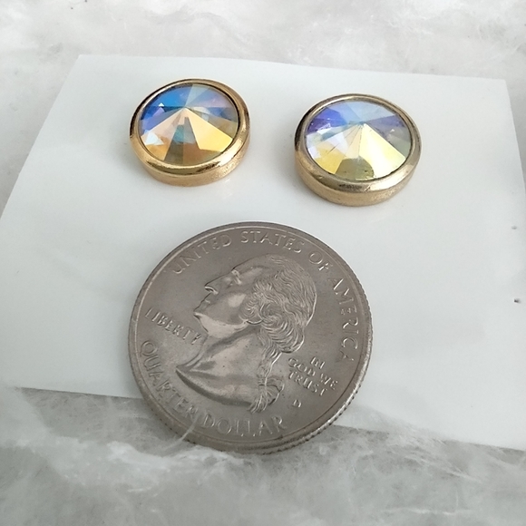 Rivoli Stone Bezel Set Stud Earrings - Picture 12 of 13